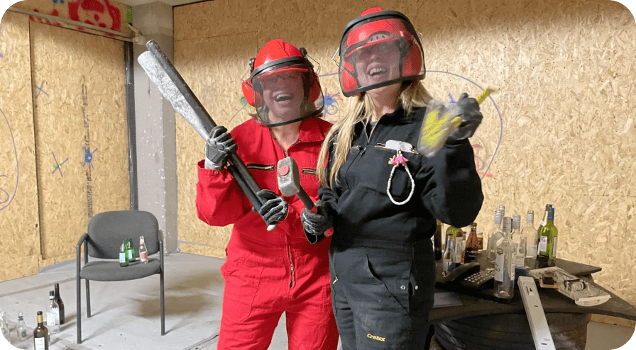 Step 2, choosing your weapon such as a hammer, bat or crowbar at The Rage Room Genk